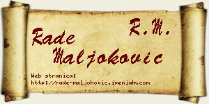 Rade Maljoković vizit kartica